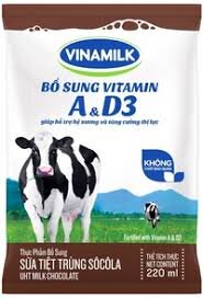 Thùng 48 bịch sữa dinh dưỡng socola Vinamilk A&D3 220ml