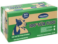 Thùng 48 bịch sữa tươi tiệt trùng có đường Vinamilk 100% Sữa tươi 220ml