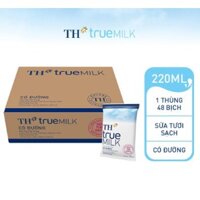 Thùng 48 bịch TH True Milk 220ml x 48 (Có đường)