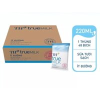 Thùng 48 bịch TH True Milk 220ml x 48 (Ít đường)