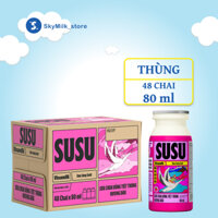 Thùng 48 chai 80ml Sữa chua uống tiệt trùng hương dâu Vinamilk Susu chai 80ml
