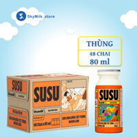 Thùng 48 chai 80ml Sữa chua uống tiệt trùng hương cam Vinamilk Susu chai 80ml