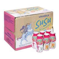 Thùng 48 chai sữa chua uống tiệt trùng Vinamilk SuSu vị dâu 80 ml (từ 1 tuổi) - Giao bao bì ngẫu nhiên