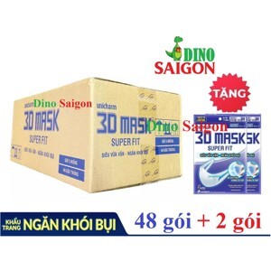 Thùng 48 gói khẩu trang Unicharm 3D Mask Super Fit Size M (5 miếng/gói)