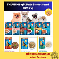 [Thùng 48 gói] -Thùng sốt Pate SmartHeart cho chó con và chó lớn-bò, gà, vịt, gan - Thùng 48 gói
