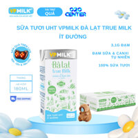 [Thùng 48 hộp 180ml] Sữa tươi VPMilk Đà Lạt True Milk giàu Canxi, đạm sữa
