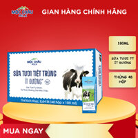 Thùng 48 hộp 180ml Sữa tươi tiệt trùng Ít đường Mộc Châu Milk