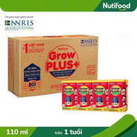 Thùng 48 hộp Sữa Bột Pha Sẵn Nutifood GrowPLUS+ Đỏ (Suy dinh dưỡng, thấp còi) 110ml có đường/ ít đường