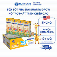 Thùng 48 Hộp Sữa Bột Pha Sẵn SMARTA GROW Nutricare Tăng Chiều Cao Phát Triển Trí Não Tăng Sức Đề Kháng Cho Bé Từ 1 Tuổi