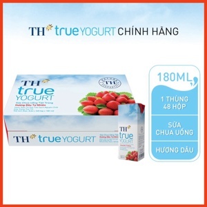 Thùng 48 hộp sữa chua uống hương dâu TH True Yogurt 180ml