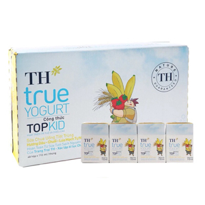Thùng 48 hộp sữa chua uống hương dâu chuối và lúa mạch TH True Yogurt Top Kid 110ml