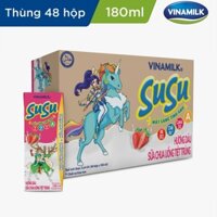 Thùng 48 hộp Sữa Chua Uống Tiệt Trùng Vinamilk SuSu hương DÂU - hộp 180ml