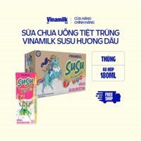 Thùng 48 hộp Sữa Chua Uống Tiệt Trùng Vinamilk SuSu hương Dâu - hộp 180ml