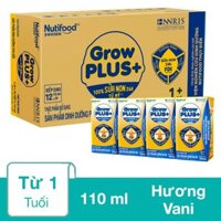 Thùng 48 hộp sữa non pha sẵn Nutifood GrowPLUS+ vàng hương vani 110 ml (từ 2 tuổi)