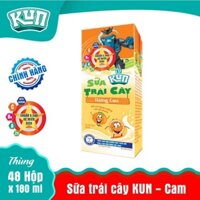 Thùng 48 hộp sữa trái cây KUN 180ml hương cam/nho/mãng cầu/trái cây nhiệt đới