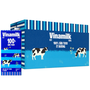 Thùng 48 hộp sữa tươi ít đường Vinamilk 100% Sữa Tươi 110ml