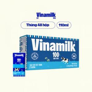 Thùng 48 hộp sữa tươi ít đường Vinamilk 100% Sữa Tươi 110ml