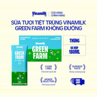 Thùng 48 hộp Sữa tươi nguyên chất tiệt trùng Green Farm 100% không đường Hộp 180ml