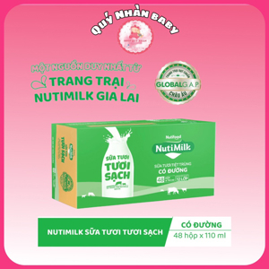Thùng 48 hộp sữa tươi tiệt trùng ít đường Nutimilk Newzealand 110ml