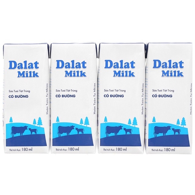 Thùng 48 hộp sữa tươi tiệt trùng có đường Dalat Milk 180ml