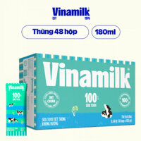 Thùng 48 Hộp Sữa Tươi Tiệt Trùng Vinamilk 100% Không Đường 180ml