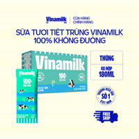 Thùng 48 Hộp Sữa tươi tiệt trùng Vinamilk 100% Không Đường 180ml