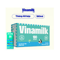 Thùng 48 hộp sữa tươi tiệt trùng Vinamilk 100% không đường 180ml