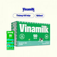 Thùng 48 hộp sữa tươi tiệt trùng Vinamilk 100% có đường 180ml