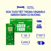 Thùng 48 Hộp Sữa Tươi Tiệt Trùng Vinamilk Green Farm có đường Hộp 180ml