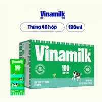 Thùng 48 Hộp Sữa Tươi Tiệt Trùng Vinamilk 100% Có Đường 180ml