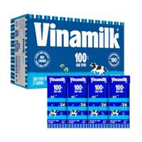 Thùng 48 hộp sữa tươi tiệt trùng Vinamilk 100% Ít đường 180 ml