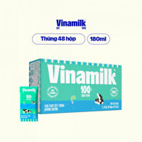 thùng 48 hộp sữa tươi vinamilk 100% không đường 180ml