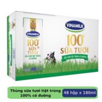 Thùng 48 hộp Sữa tươi Vinamilk có đường x 180ml mẫu mới ( chỉ nhận đơn hỏa tốc Now,Grap,,,)