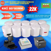 Thùng 50 cuộn giấy in bill K80x80 - giấy in hóa đơn 80MM /Giấy in nhiệt K80 đặc ruột không lõi in nhiều hơn tiết kiệm