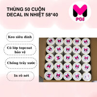 Thùng 50 cuộn in mã vạch,tem dán giá, tem nhiệt khổ 1 tem 58x40mm