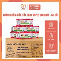 Thùng 50 gói Khăn giấy ướt Baby Wipes 80g không mùi ,an toàn tiện lợi - Hie en Store