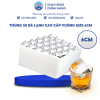 Thùng 50 Viên Đá Lạnh Cao Cấp Hồng Phúc Vuông Size 6CM
