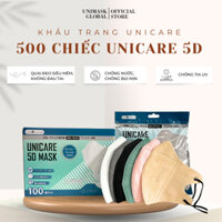 Thùng 500 chiếc khẩu trang 5D UNICARE, Khẩu Trang 3 Lớp Ngăn Ngừa Khói Bụi Cản Tia UV Thế Hệ Mới