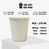 Thùng 500 Cốc giấy dùng 1 lần 9oz 270ml, Ly giấy uống nước màu trắng phù hợp tiệc cưới, liên hoan