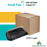 |Thùng 500| Hộp nhựa đế đen HT17 2 ngăn 3/7, hộp nhựa dùng 1 lần đựng cơm thực phẩm Fendi Pak 2 ngăn 7:3 nhựa PP