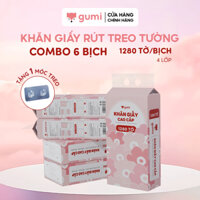 Thùng 6 bịch Khăn Giấy Gumi treo tường tiện lợi, an toàn Giấy ăn Gumi (Tặng kèm 3 móc treo tường)