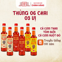 [Thùng 6 chai-3 vị] Nước Mắm Nhỉ Làng Chài Xưa Cá Cơm Than, Tôm Biển, Cá Cơm Ruột Đỏ 525ml/chai nhựa