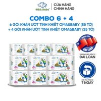 (Thùng 6 Gói 85 Tờ + 4 Gói 25 Tờ) Khăn Ướt Em Bé Oma&Baby Không Mùi