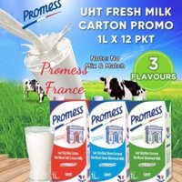 THÙNG 6 HỘP SỮA PROMESS KHÔNG ĐƯỜNG 1L NHẬP KHẨU PHÁP - NGUYÊN KEM | ÍT BÉO | TÁCH BÉO