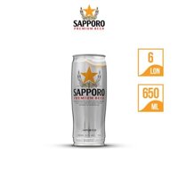 Thùng 6 lon bia Sapporo Premium (650ml/lon)