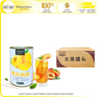 [Thùng 6 lon] Đào ngâm nước đường HongQiao nội địa_Lon 425gr_kèm nĩa gỗ_GAHY MART.