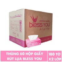 Thùng 60 hộp giấy rút lụa Bless You Alavie - 180 tờ x 2 lớp