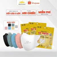 Thùng 600 Chiếc Khẩu Trang 5D Bông Sen Vàng