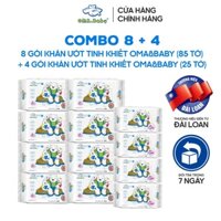 (Thùng 8 Gói 85 Tờ + 4 Gói 25 Tờ) Khăn Ướt Em Bé Oma&Baby Không Mùi