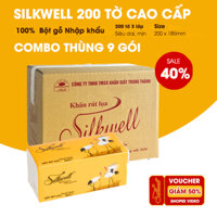 Thùng 9 Gói giấy ăn Silkwell Sếu 200 tờ 3 lớp chính hãng, giấy rút lụa siêu mềm mịn không tẩy trắng